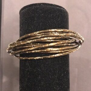 Vintage Bronze/Dark Gold Multi-Band Textured Bangle Bracelet